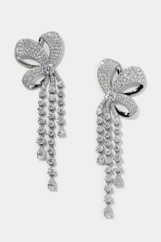 EROS RIBBON CHANDELIER EARRINGS IN RHODIUM PLATING