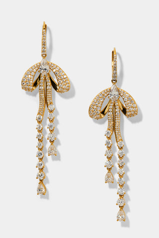 EROS PAVE BOW LEVERBACK EARRINGS IN GOLD PLATING