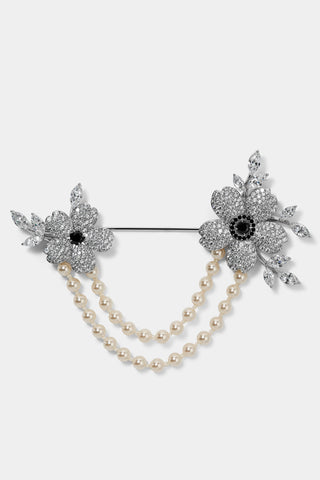 CEREMONY SWAG FLOWER PIN SWAG BAG CHARM IN RHODIUM PLATING