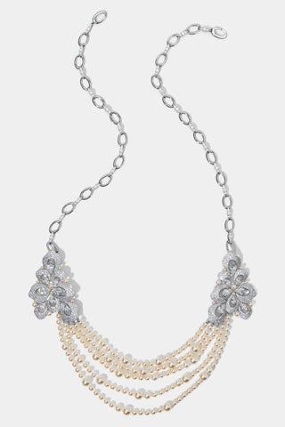PEARL SWAG BROOCH BELT IN RHODIUM PLATING