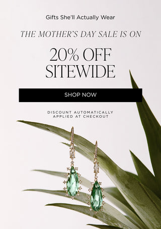 Gifts she'll actually wear. The Mother's Day Sale is on. 20% off sitewide. Discount automatically applied at checkout. Image of Nadri's Mojito mint green earrings on a plant.