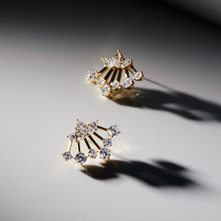 mixed cut cz front back earrings