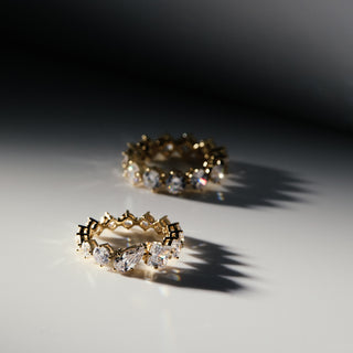 mixed cut stones set of two cz band rings
