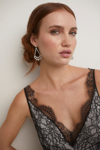 WILLOW CZ LARGE DRAMA SWING DROP EARRINGS