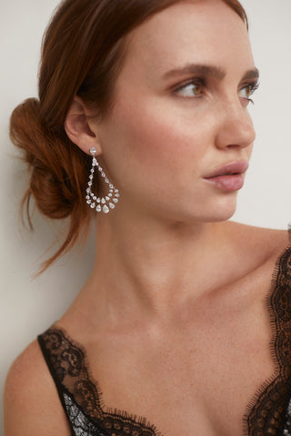 WILLOW CZ LARGE DRAMA SWING DROP EARRINGS