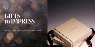 Gifts to impress. Dazzling styles that will make everyone believe. Gif includes images of gift boxes with statement necklaces and necklaces photographed on a model and on a black surface with a movement effect.