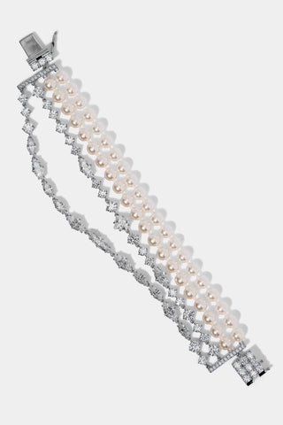 MATERIAL PEARL SWAG LINE BRACELET IN RHODIUM PLATING