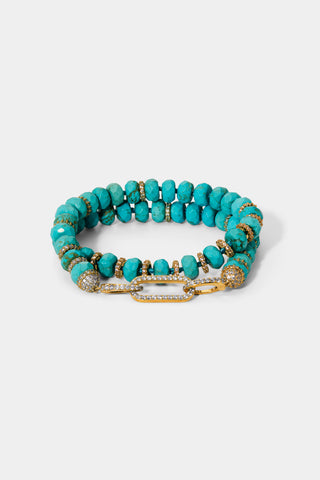 BOUJEE BEADS TURQUOISE BRACELET IN GOLD PLATING