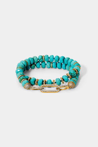 BOUJEE BEADS TURQUOISE BRACELET IN GOLD PLATING