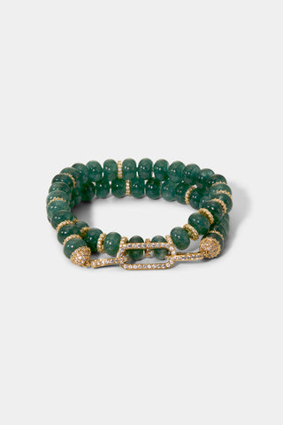 BOUJEE BEADS GREEN BRACELET IN GOLD PLATING