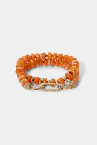 BOUJEE BEADS CARNELIAN BRACELET IN GOLD PLATING