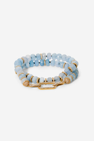 BOUJEE BEADS LIGHT BLUE BRACELET IN GOLD PLATING