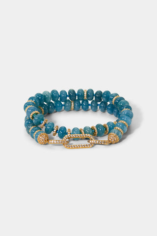 BOUJEE BEADS BLUE BRACELET IN GOLD PLATING