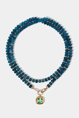 BOUJEE BEADS BLUE LONG NECKLACE IN GOLD PLATING