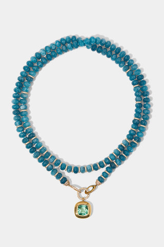 BOUJEE BEADS BLUE LONG NECKLACE IN GOLD PLATING