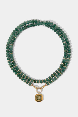 BOUJEE BEADS GREEN LONG NECKLACE IN GOLD PLATING