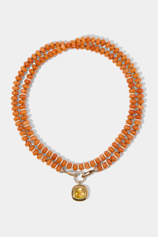 BOUJEE BEADS CARNELIAN LARGE NECKLACE IN GOLD PLATING