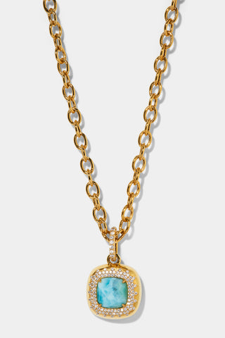 CABARETE LARIMAR LARGE PENDANT NECKLACE IN GOLD PLATING. 