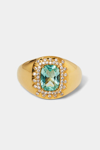 CABARETE MINT SIGNET RING IN GOLD PLATING