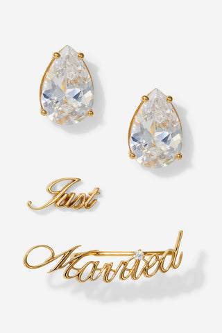 BRIDE JUST MARRIED SET OF EARRINGS