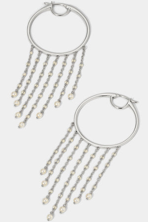 OCEAN BUBBLE PEARL FRINGE HOOP EARRINGS