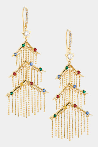 SLEIGH ALL DAY TINSEL TREE CHANDELIER EARRINGS