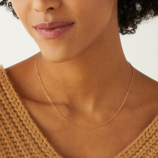 22" 14KT GOLD ADJUSTABLE CABLE CHAIN NECKLACE