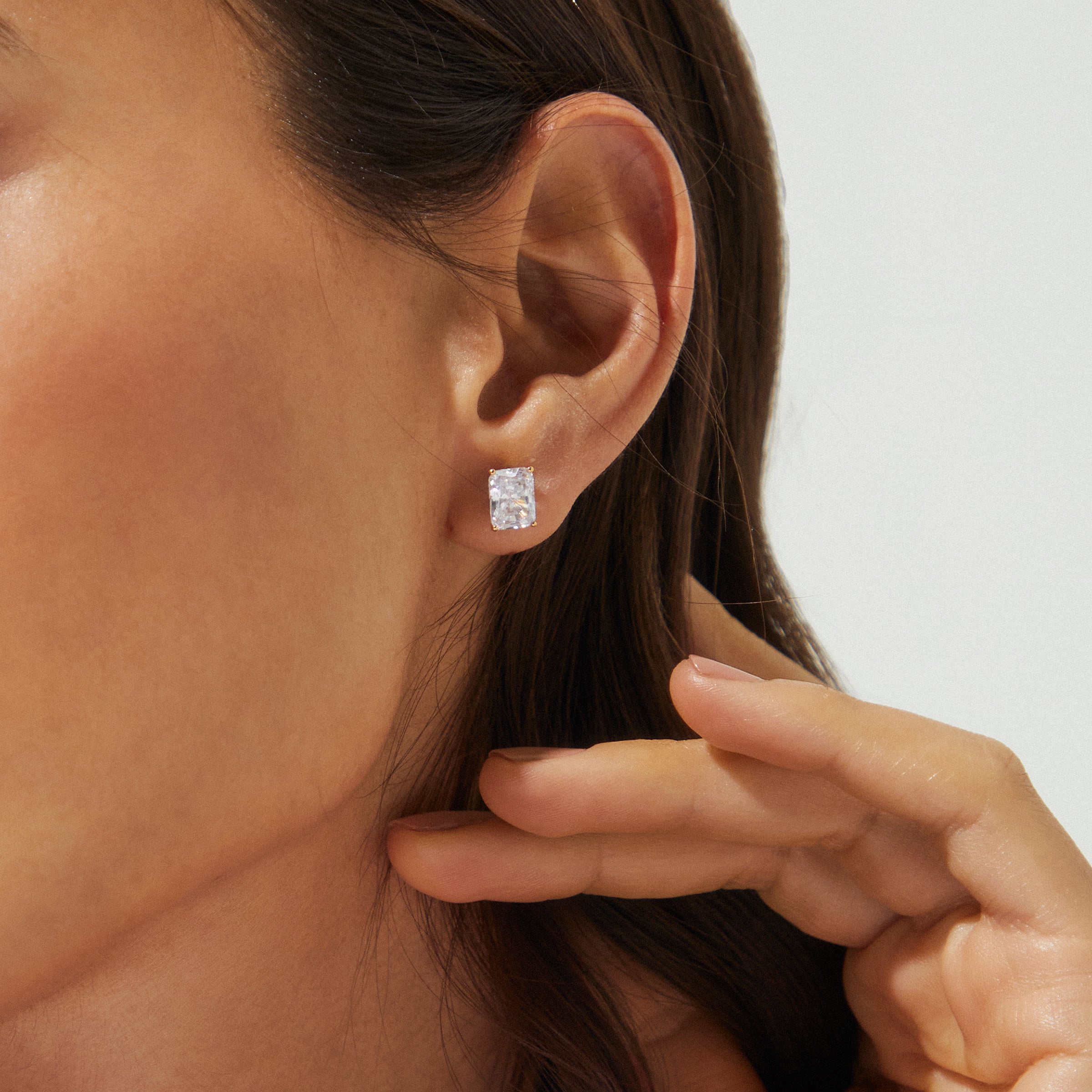 Ear Studs Emerald Cut Earrings Cubic Zirconia MODERN LOVE LARGE