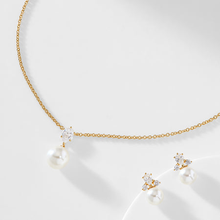 Bridesmaids Pearl Pendant and Earring Set