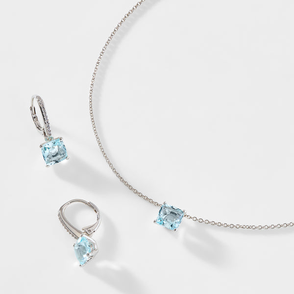Aquamarine Necklace Silver | Aquamarine Jewelry Women | Water Drops Necklace  - New - Aliexpress