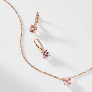 BRIDESMAIDS PINK STONE NECKLACE AND EARRING SET