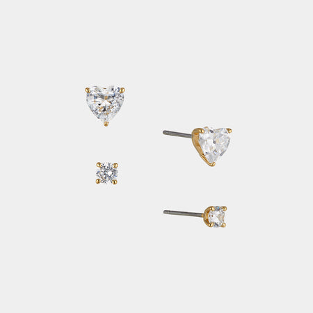 Heart CZ Stud Set of Earrings