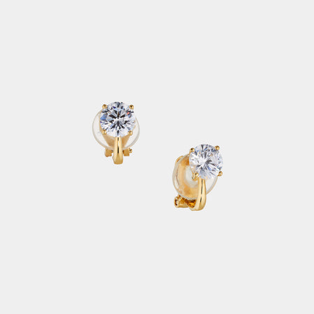 Modern Love Round CZ Clip Earrings