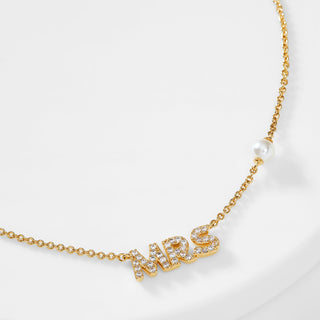 PEARL AND PAVE CZ MRS NECKLACE