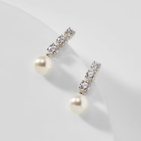 Camila Pearl and CZ Drop Earrings