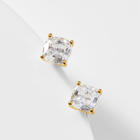 Modern Love Cushion Cut CZ Stud Earrings