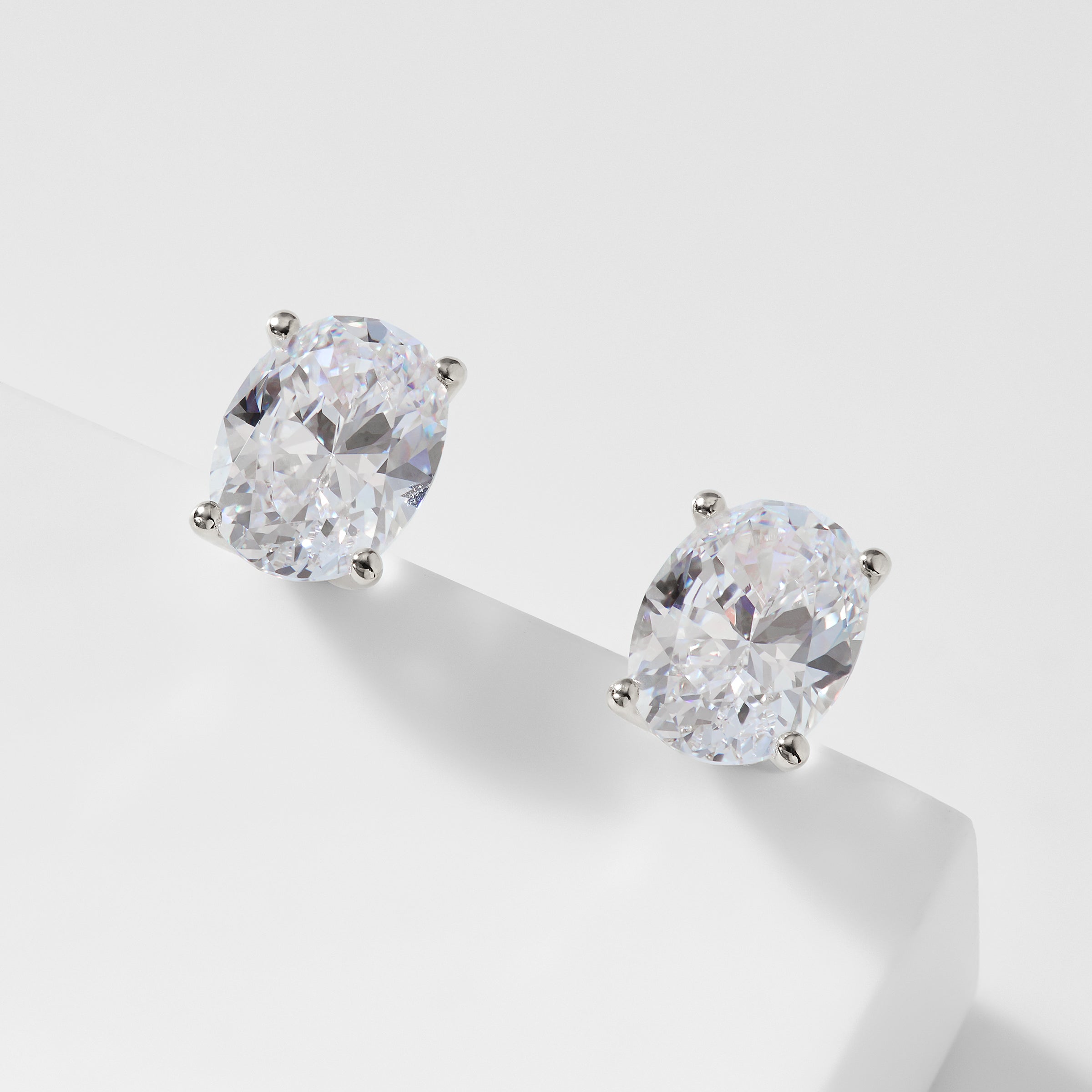 Drop Shaped Stud Earrings with Clear CZ stone