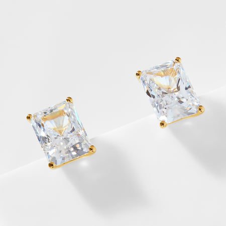 Modern Love Large Emerald Cut CZ Stud Earrings