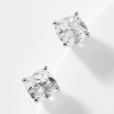 Modern Love Large Cushion Cut CZ Stud Earrings