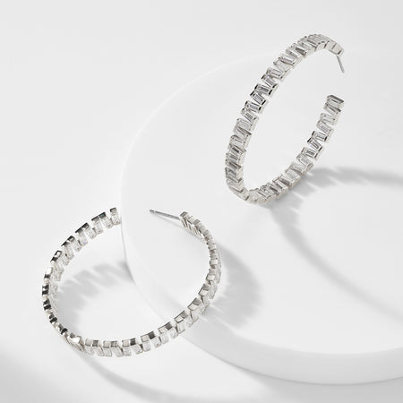 Chateau Baguette CZ Hoop Earrings