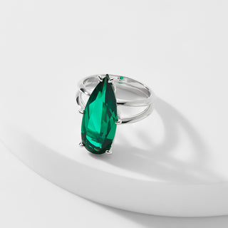 SHINE ON GREEN BOLD PEAR RING