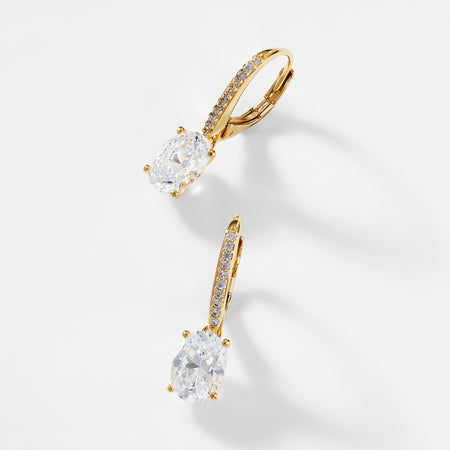Modern Love Oval CZ Drop Earrings