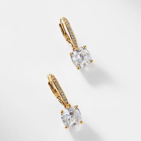 Modern Love Cushion Cut CZ Drop Earrings