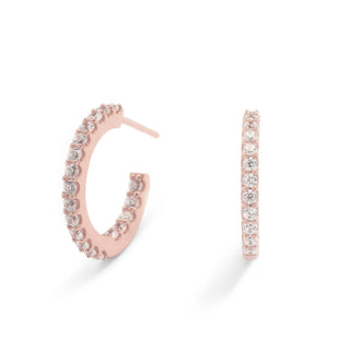 nadri rose gold plated sterling silver small pave inside out cz hoop earrings