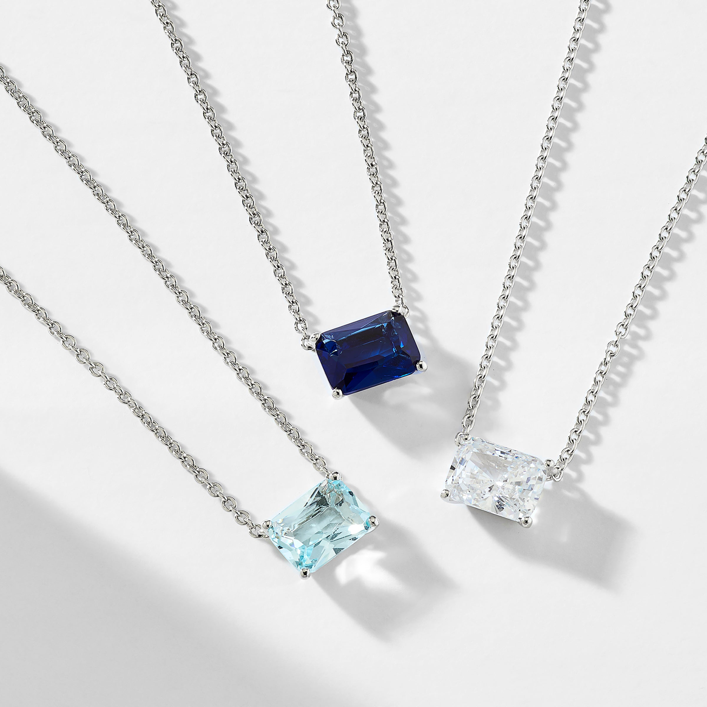 MODERN LOVE LARGE EMERALD CUT AQUA NECKLACE – NADRI