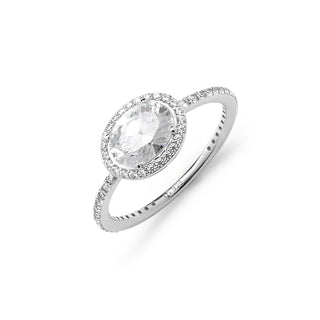 EAST WEST OVAL HALO CZ RING