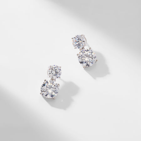 Double Round CZ Stud Earrings