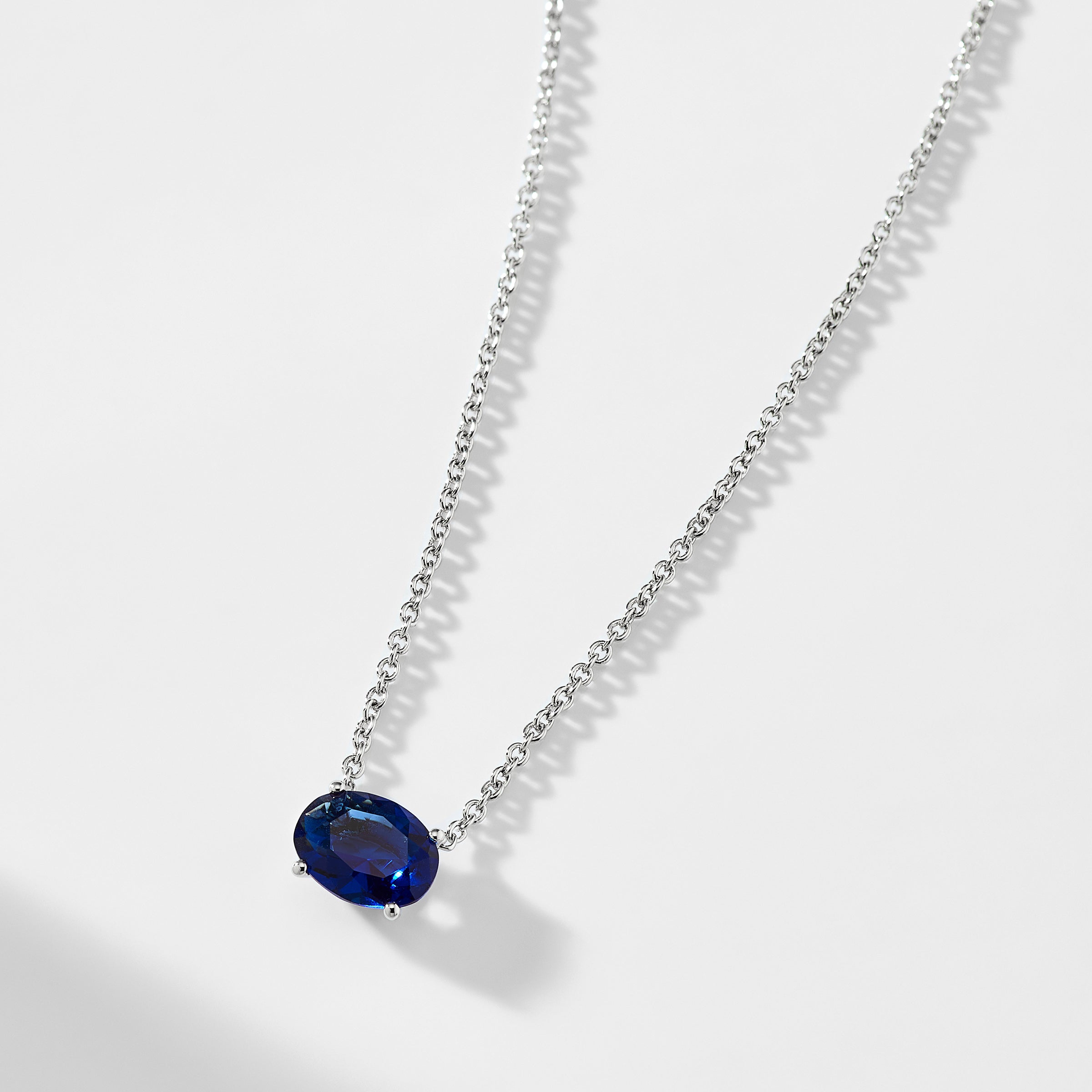 MODERN LOVE LARGE OVAL FAUX SAPPHIRE NECKLACE – NADRI