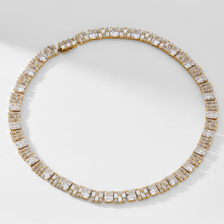 STERLING JAZZ CZ DECO COLLAR NECKLACE