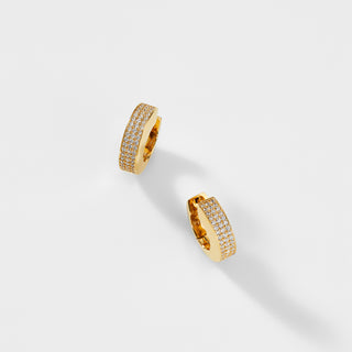 MUSE PAVE CZ WIDE BEVEL HUGGIE EARRINGS